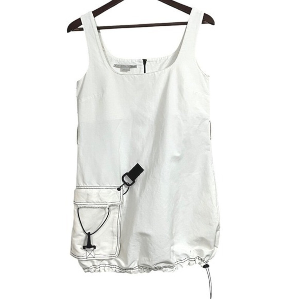 Stella McCartney Cream Square Neck Mini Dress Utility Size 40 US 6 No Belt